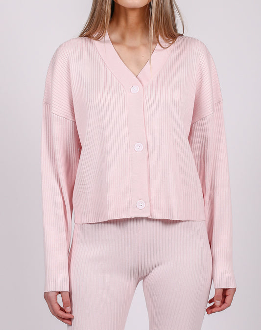 Best Friend Ribbed Cardigan (Pink)